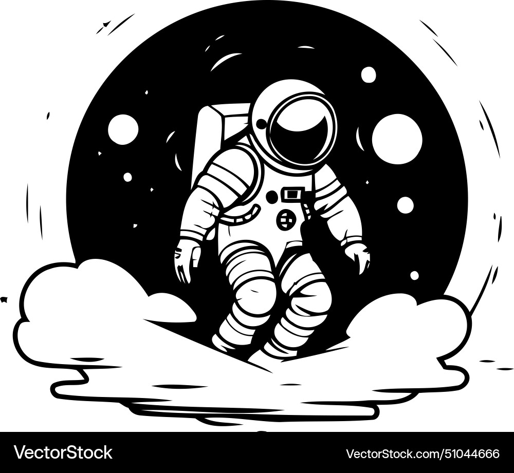 Astronaut in outer space on white background Vector Image