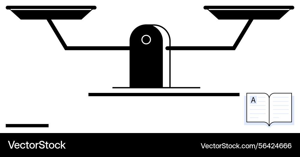 Balancing scale with open book symbolizing Vector Image