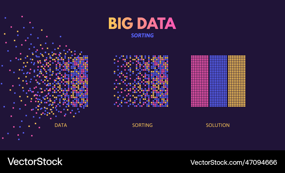 Big Data Sorting & Machine Learning vector image