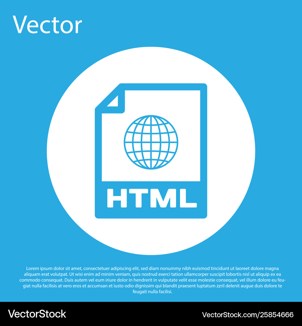 Blue html file document icon download button Blue html file document icon download button vector image