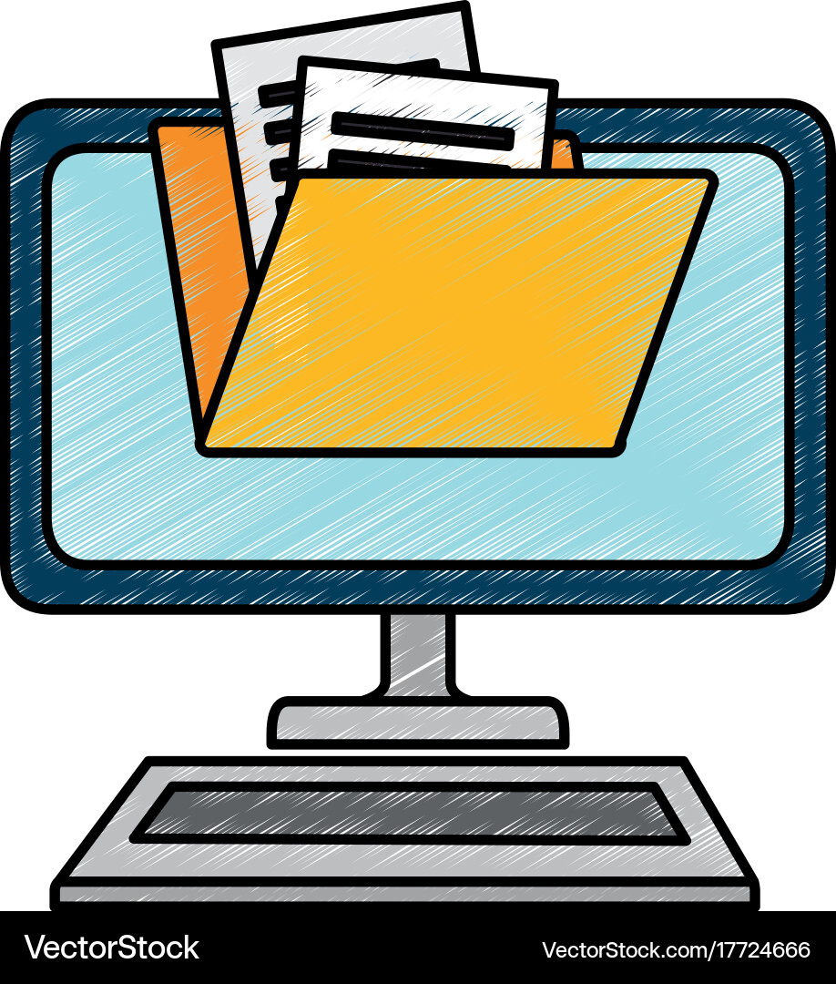 Computer desktop with folder Vector Image