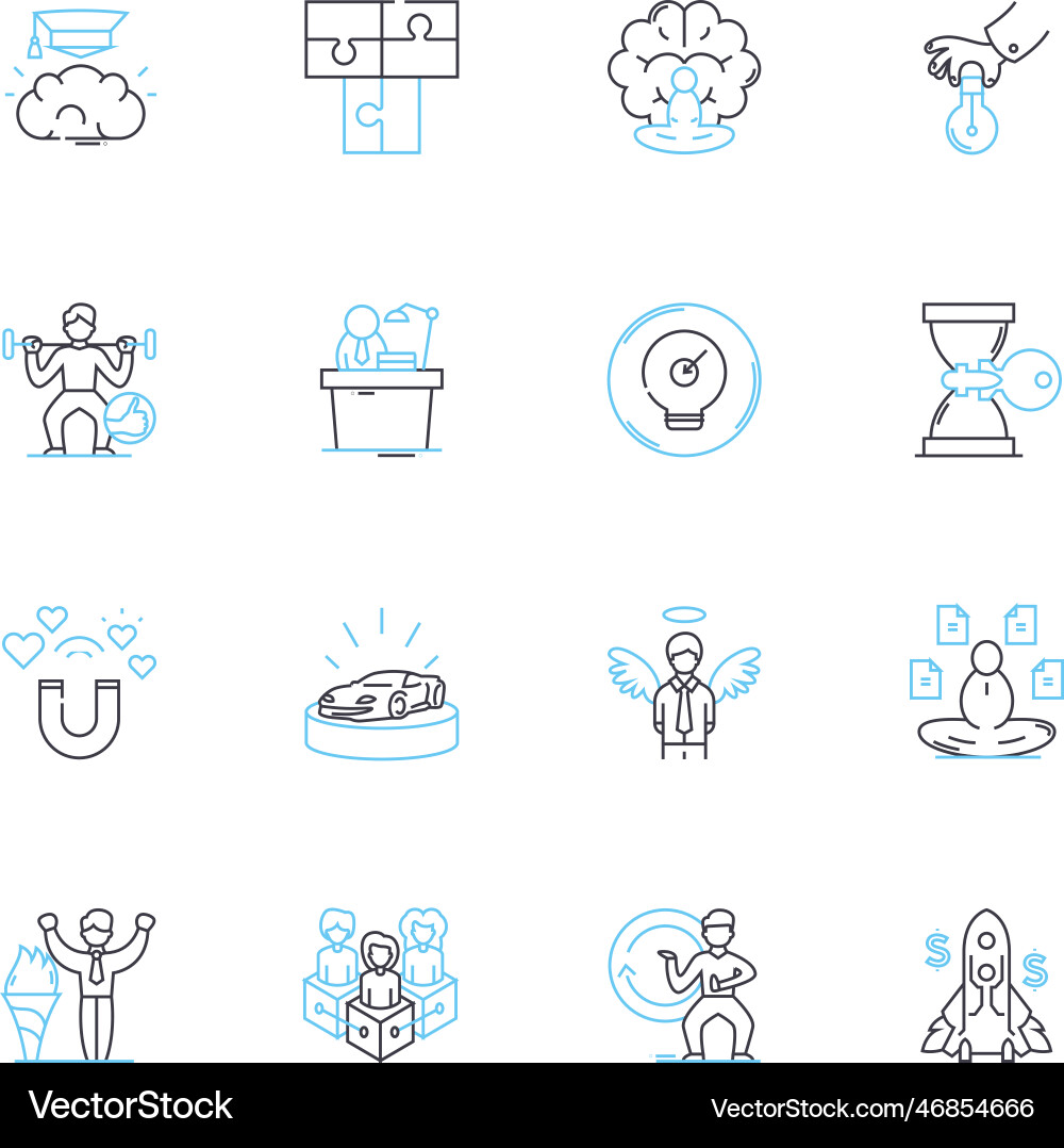 Concept huddle linear icons set brainstorm Concept huddle linear icons set brainstorm vector image