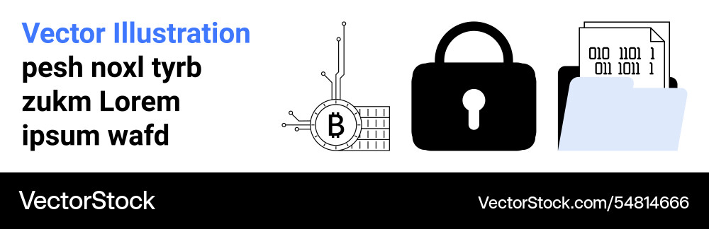 Crypto security and data protection bitcoin Crypto security and data protection bitcoin vector image