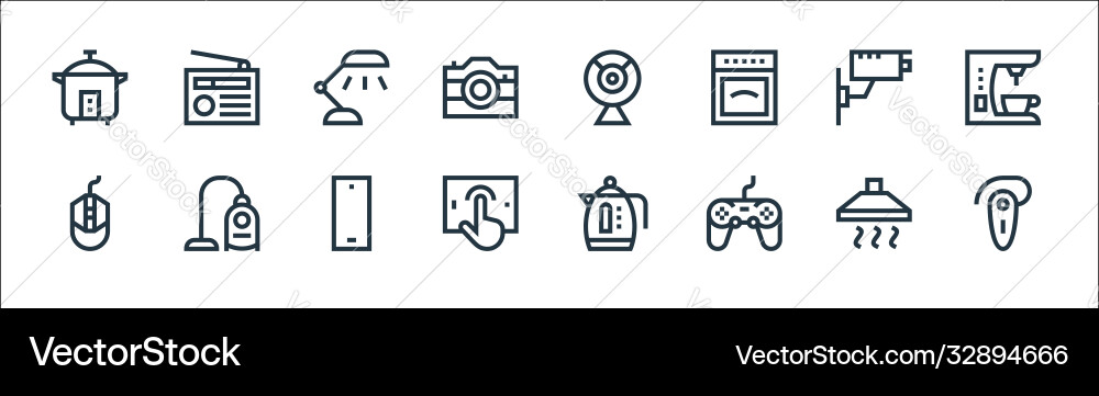Electronics line icons linear set quality Electronics line icons linear set quality vector image