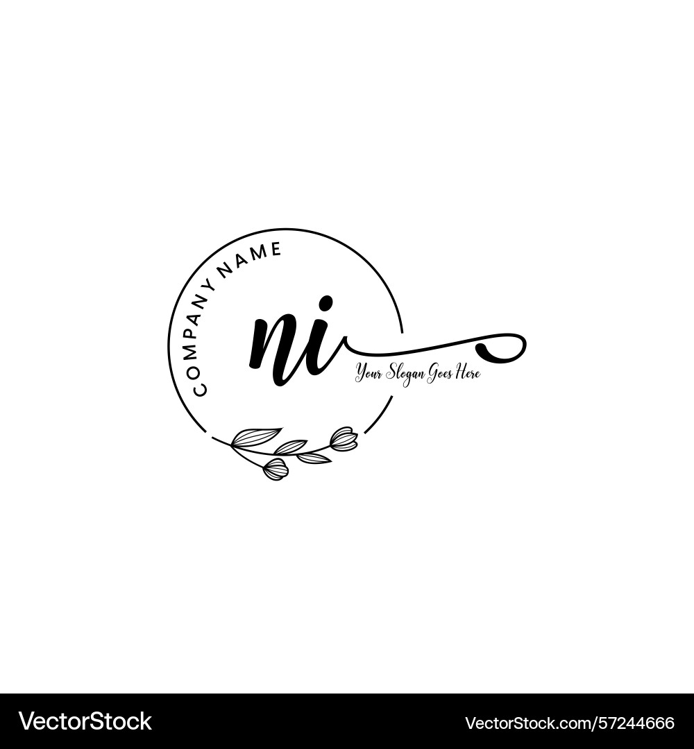Elegant ni initial logo design with botanical Vector Image