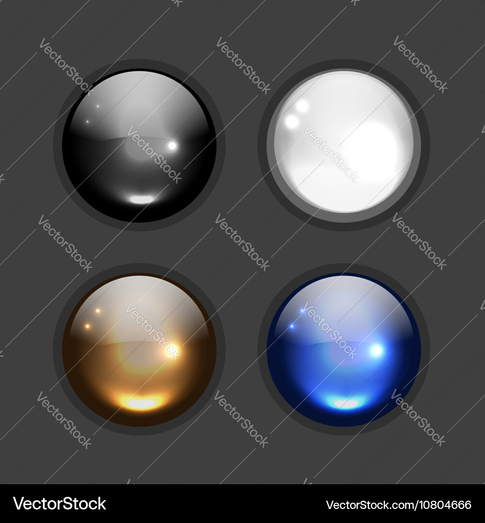 Glossy Button Icons - Set of Modern UI Elements vector image