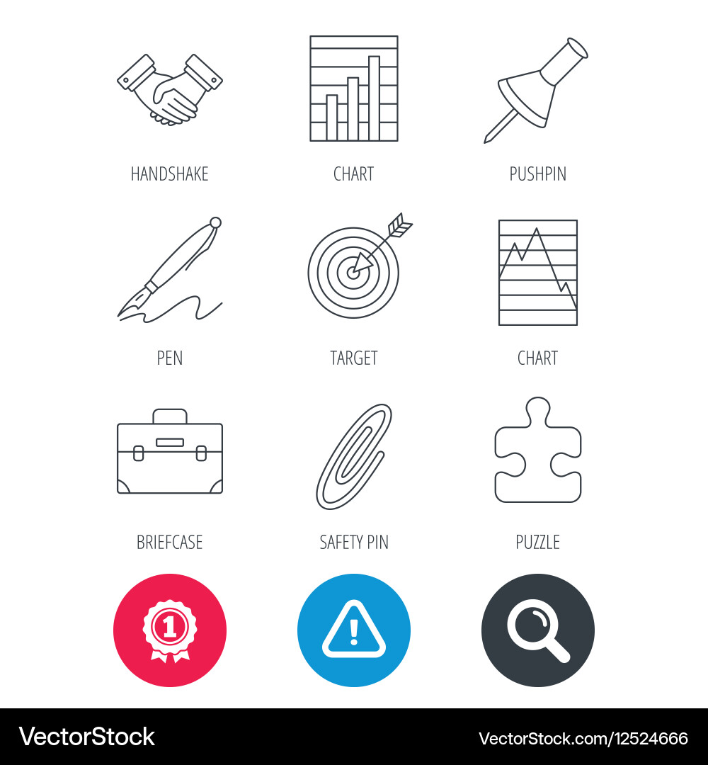 Handshake graph charts and target icons vector image