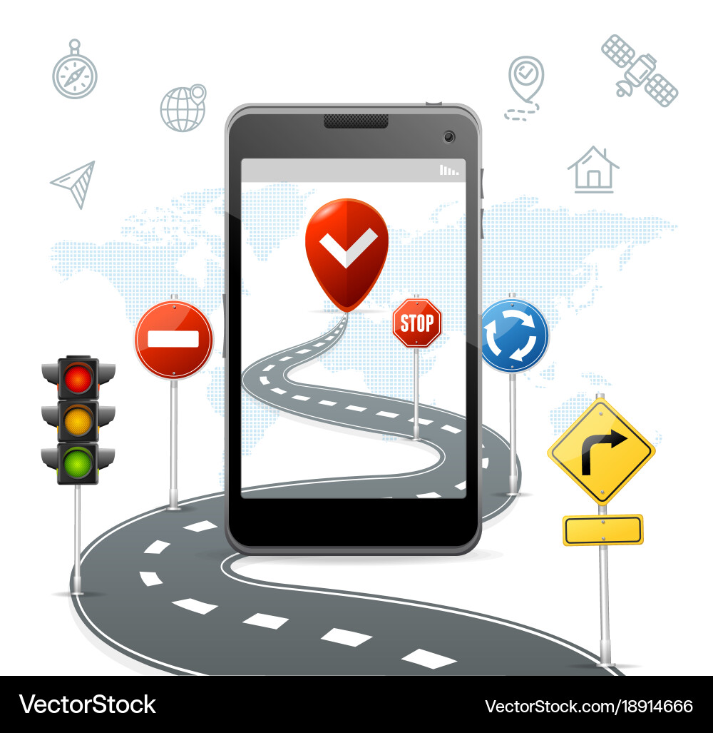 Mobile Navigation Route Map vector image