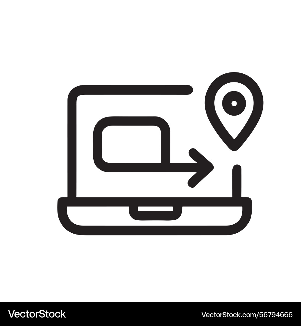 Outline stroke laptop computer route navigation Outline stroke laptop computer route navigation Vector Image
