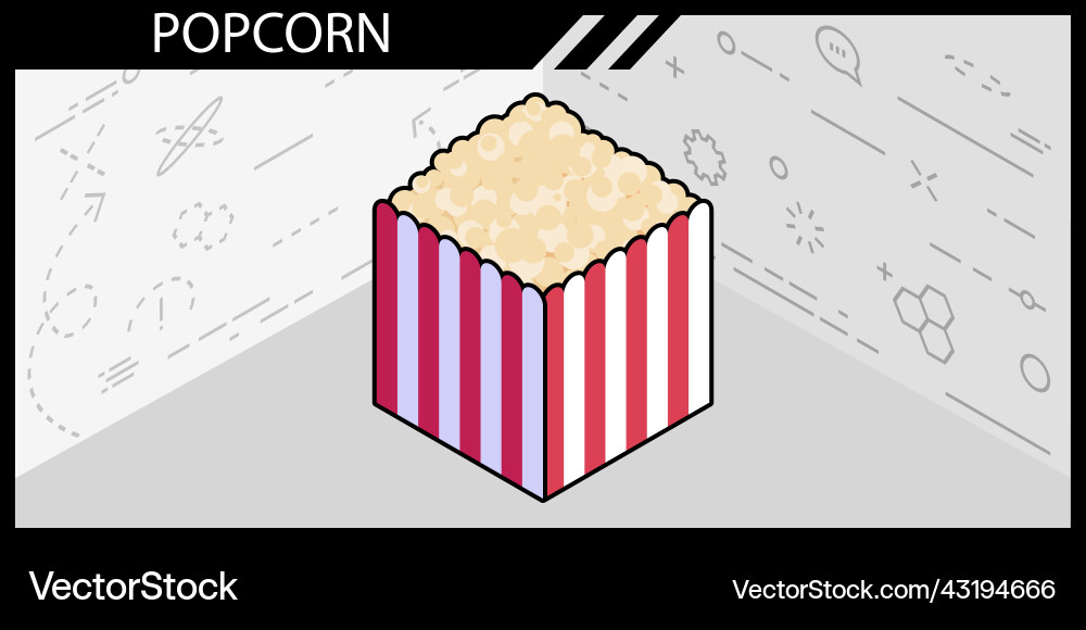 Popcorn isometric design icon web 3d colorful Popcorn isometric design icon web 3d colorful vector image