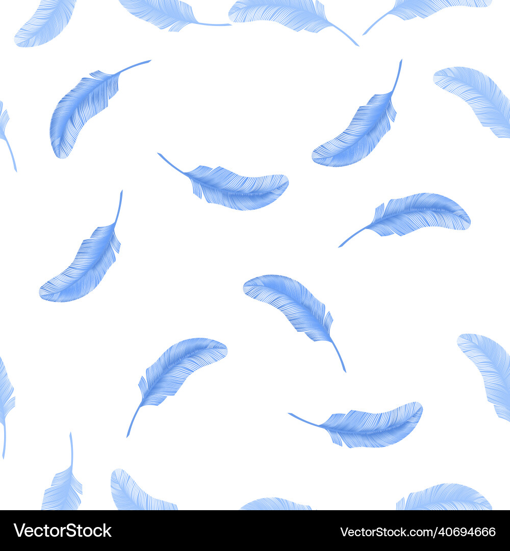 Seamless pattern realistic feather blue elements Seamless pattern realistic feather blue elements vector image