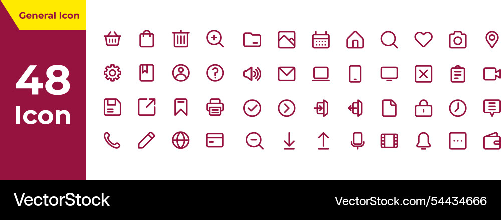Set of 48 line icons for website and mobile app Set of 48 line icons for website and mobile app vector image