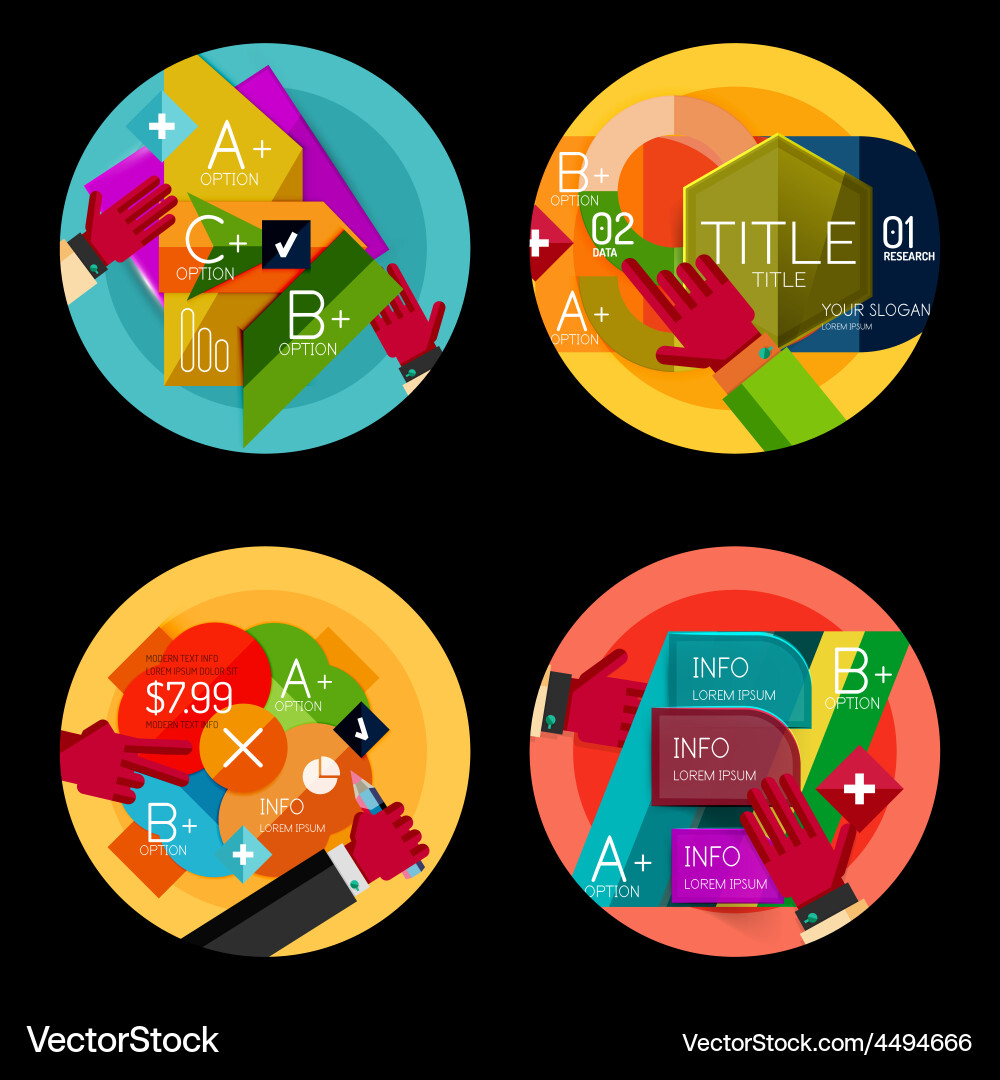 Set of option presentation labels flat design web Vector Image
