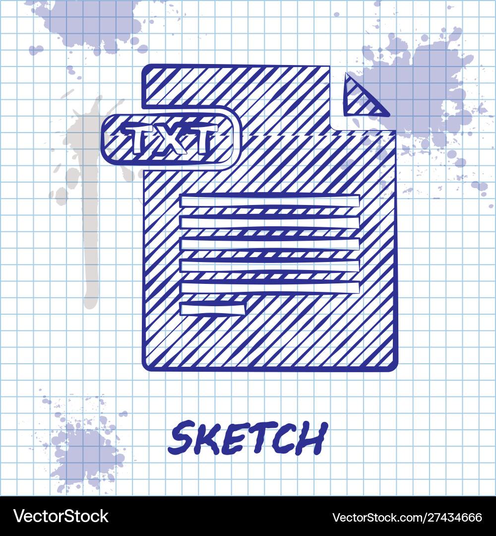 Sketch line txt file document download button Vector Image