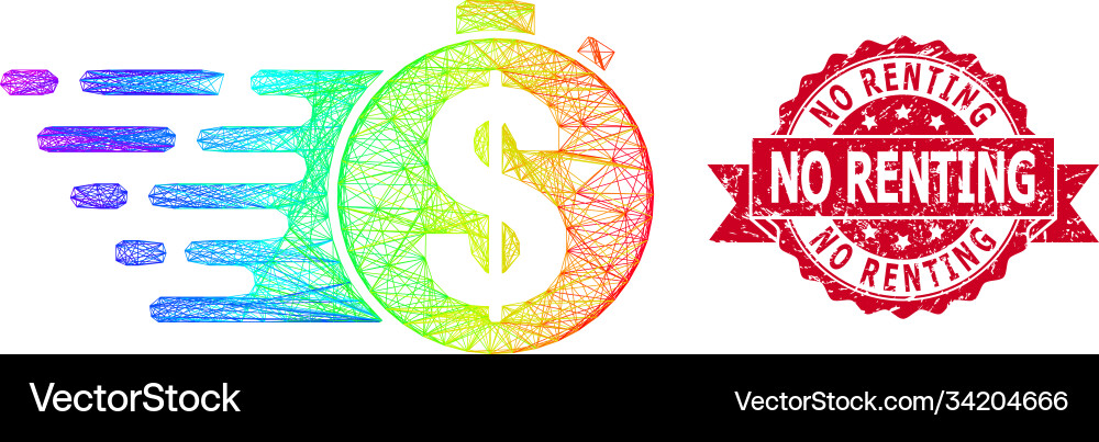 Textured no renting seal and multicolored network Textured no renting seal and multicolored network vector image