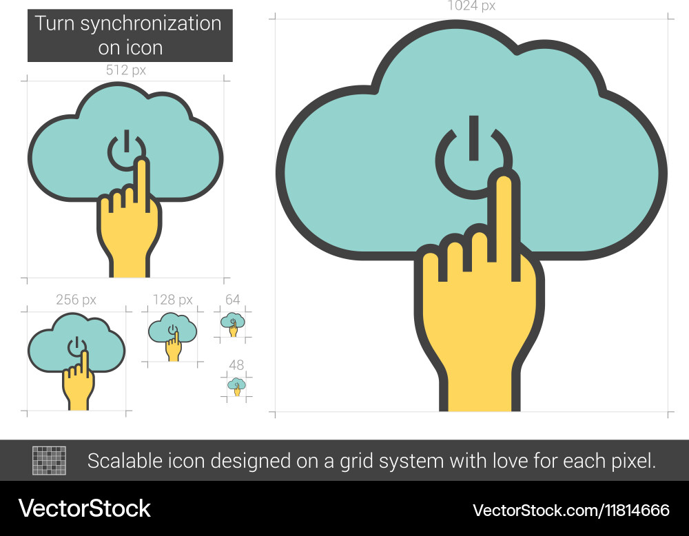 Turn synchronization on line icon Vector Image