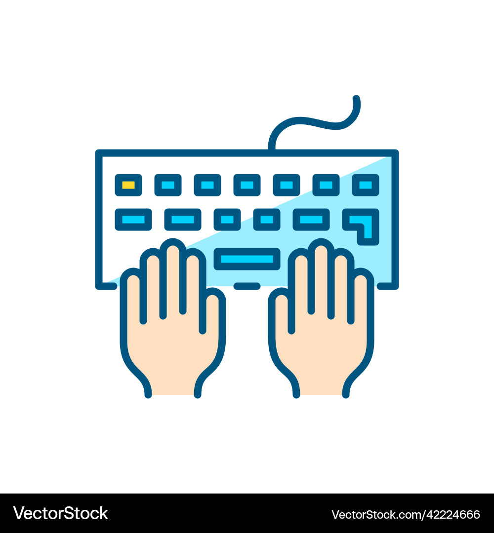 User hands at a keyboard gaming coding User hands at a keyboard gaming coding vector image