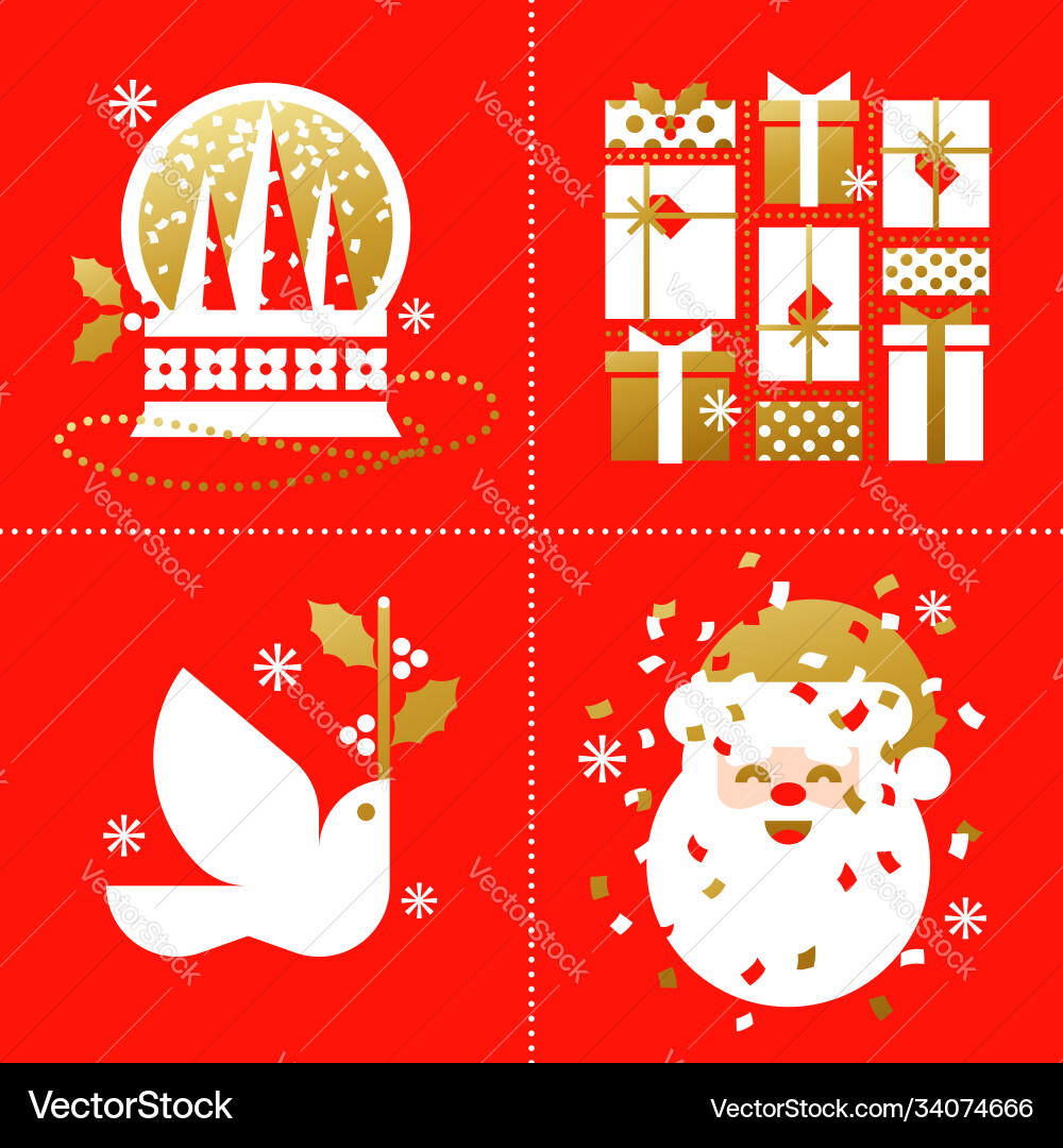 Weihnachtskarten set Schneekugel Geschenke dove santa Weihnachtskarten set Schneekugel Geschenke dove santa vektorbild