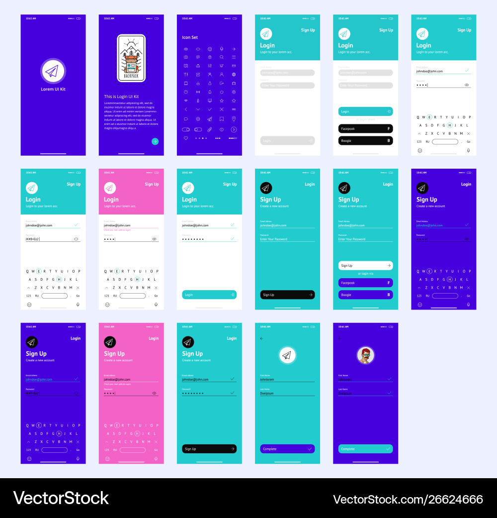 Wireframe ui kit for login and sign up vector image
