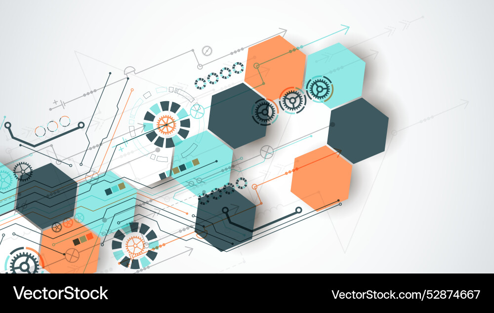 Abstract circuit board background with hexagons Abstract circuit board background with hexagons vector image