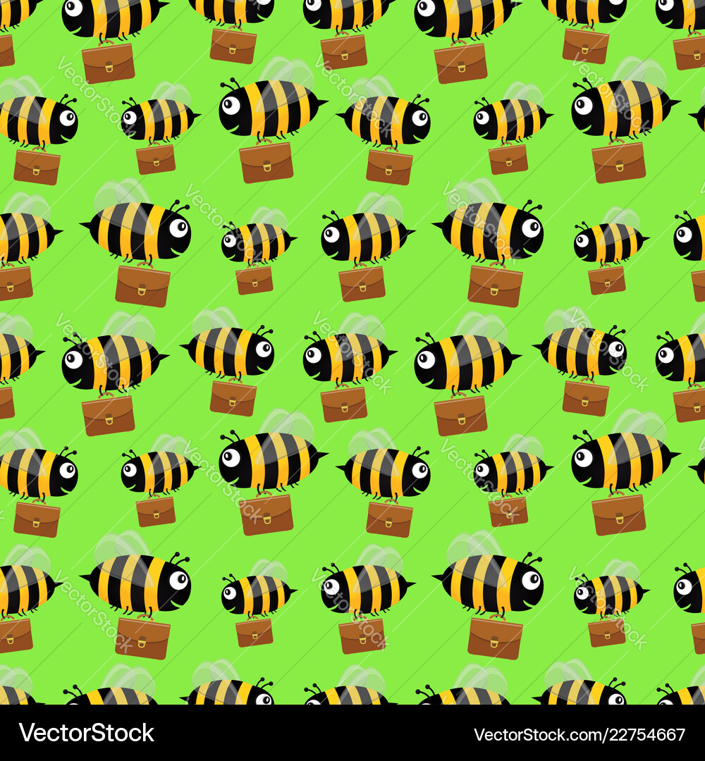 Bees with briefcases seamless pattern Bees with briefcases seamless pattern vector image