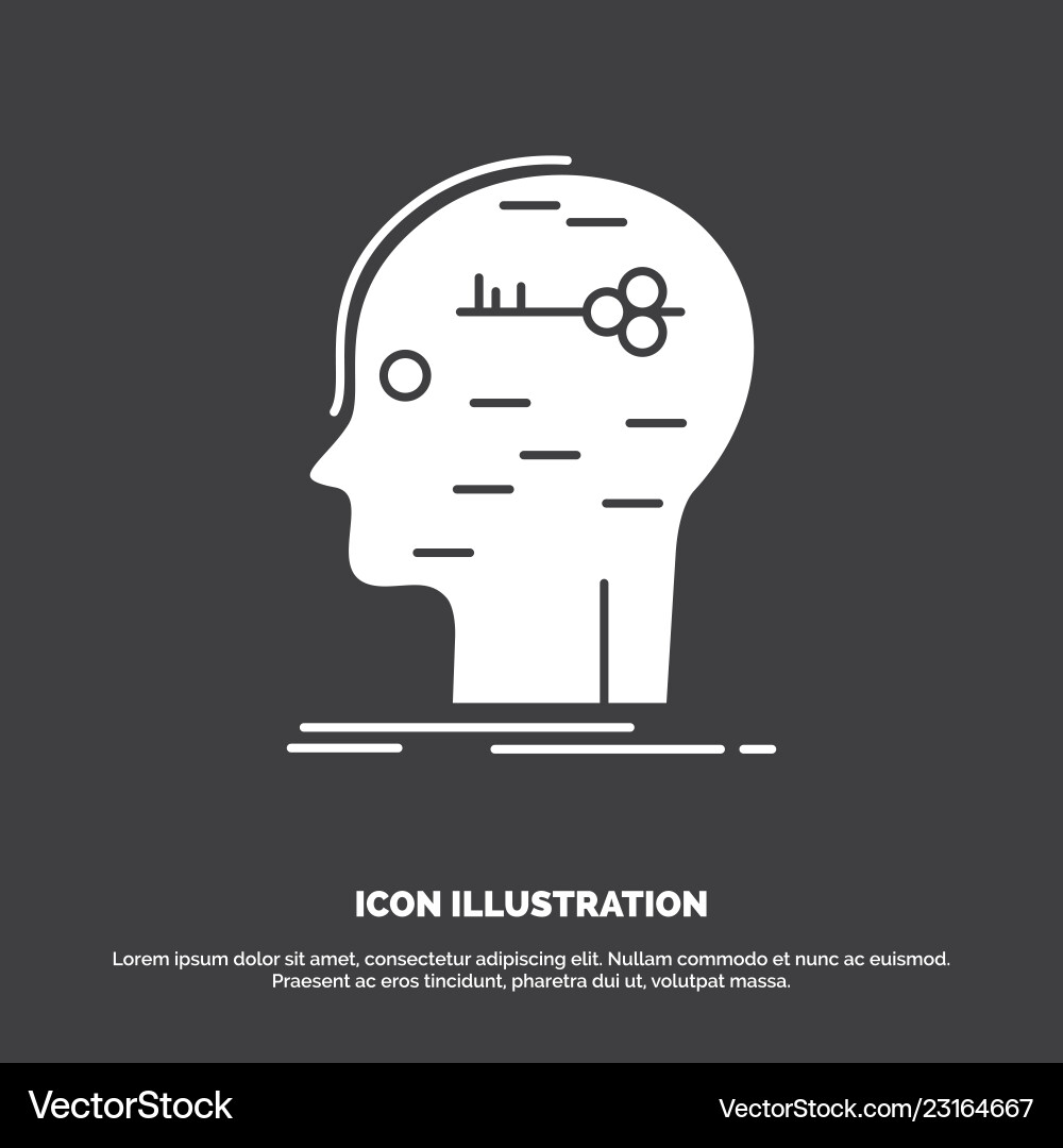 Brain hack hacking key mind icon glyph symbol Vector Image