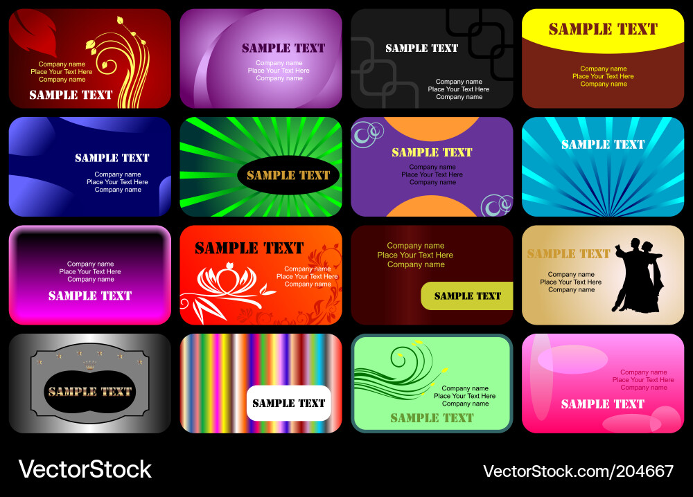 Colorful Floral Business Card Template Vector Image