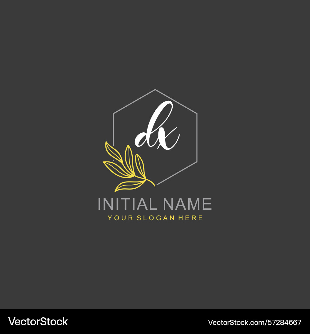 Dx initial logo templates with botanical elements Vector Image