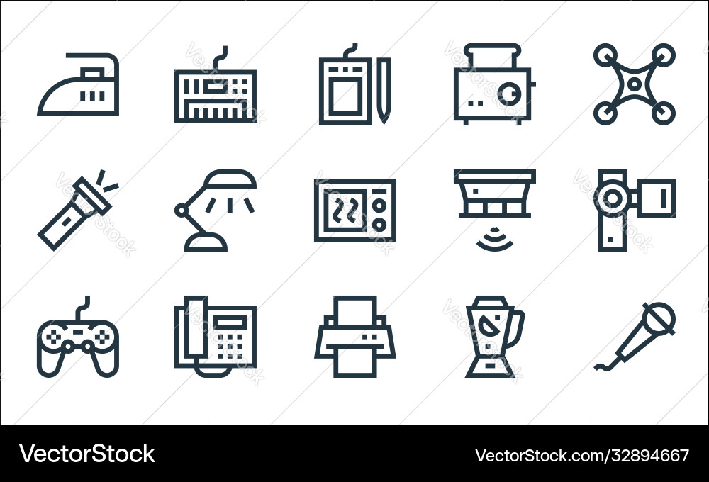 Electronics line icons linear set quality Electronics line icons linear set quality vector image