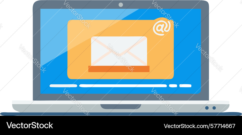 Laptop with new message notification for inbox vector image