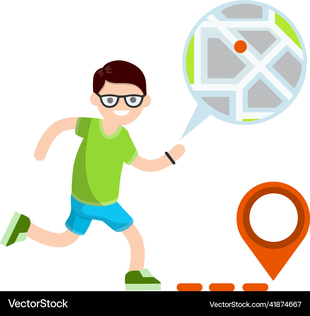 Man run with smart watch Man run with smart watch Vector Image