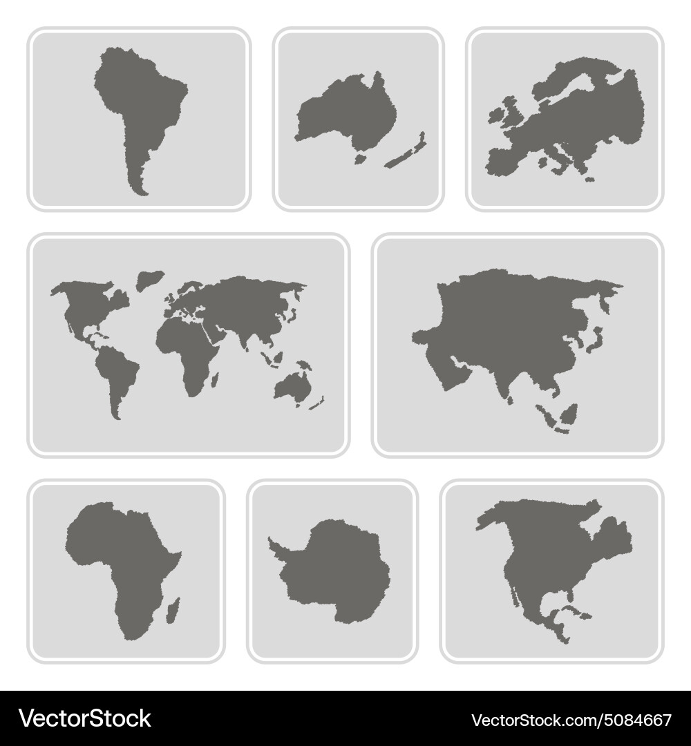 Monochrome icons with continents