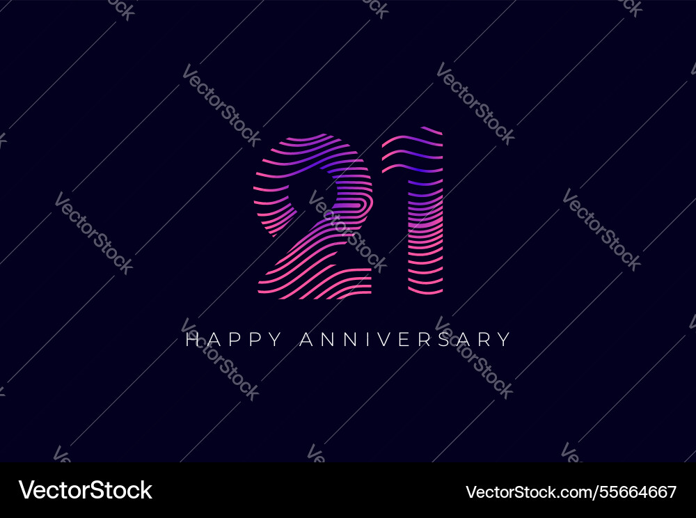 Numeric design with line curve 21th happy Numeric design with line curve 21th happy vector image