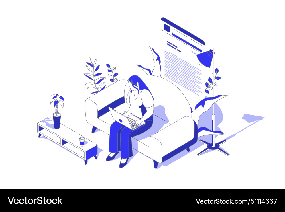Online reading 3d isometric concept in isometry Online reading 3d isometric concept in isometry vector image
