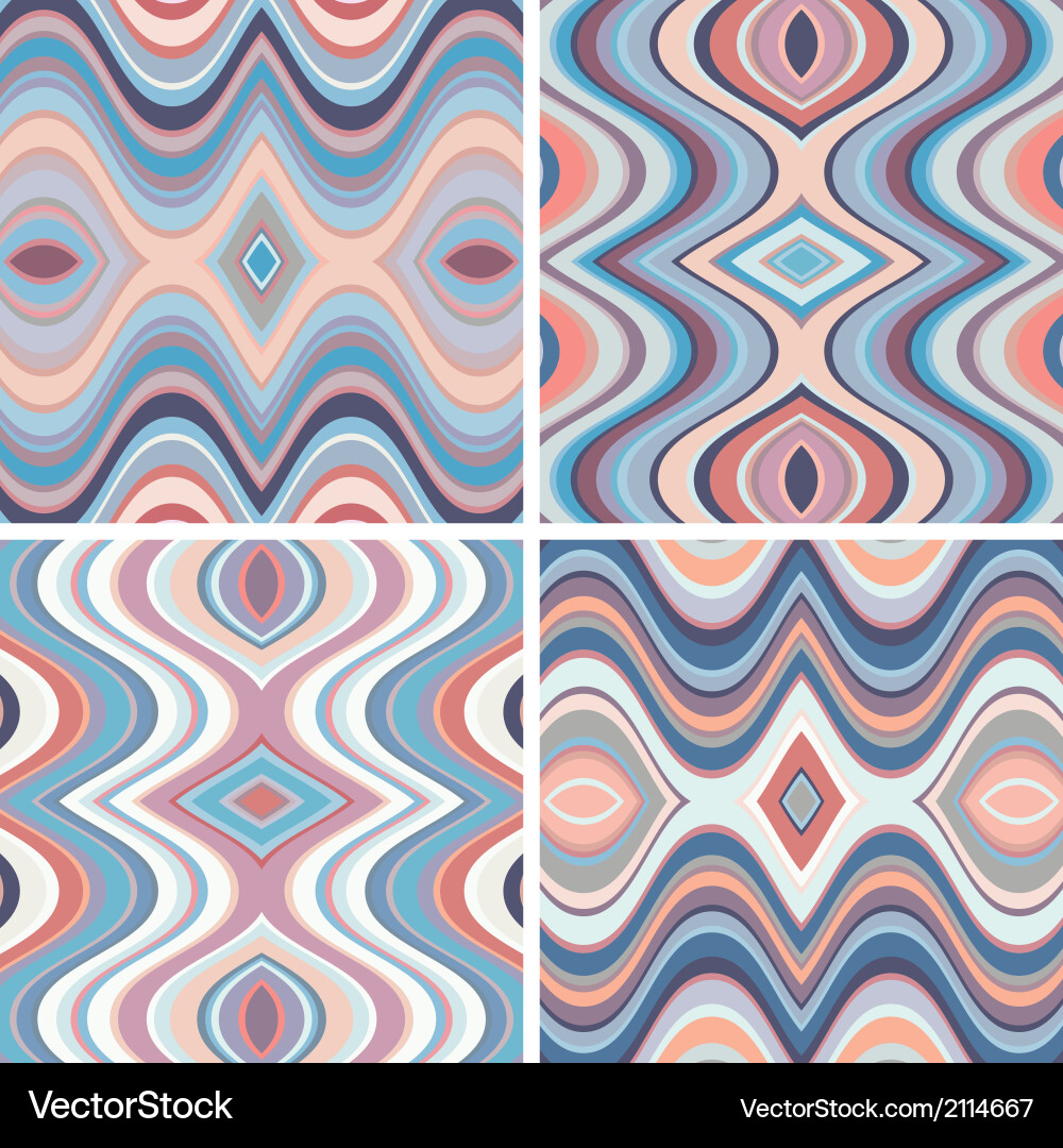 Retro Wavy Abstract Patterns Vector Image