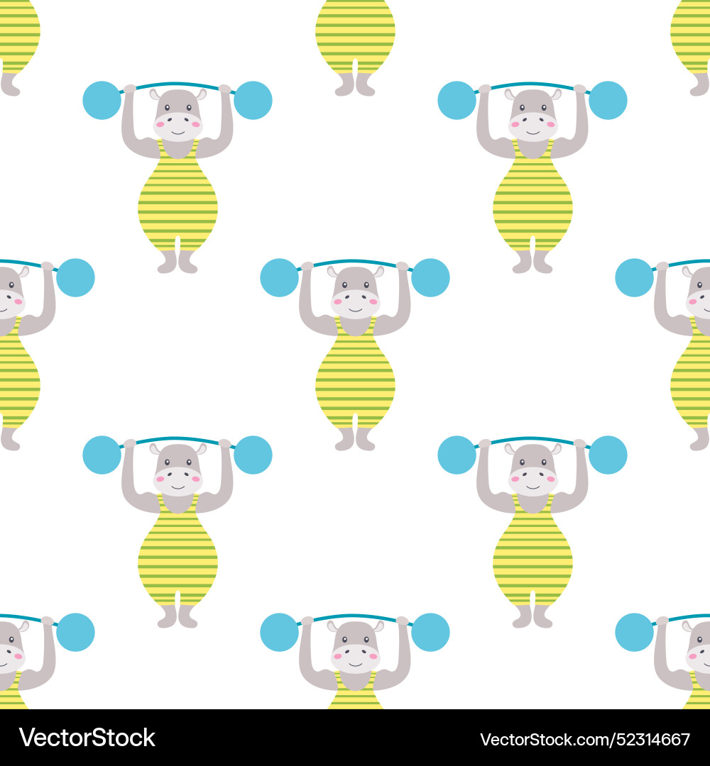 Seamless pattern with circus hippo Royalty Free Vector Image