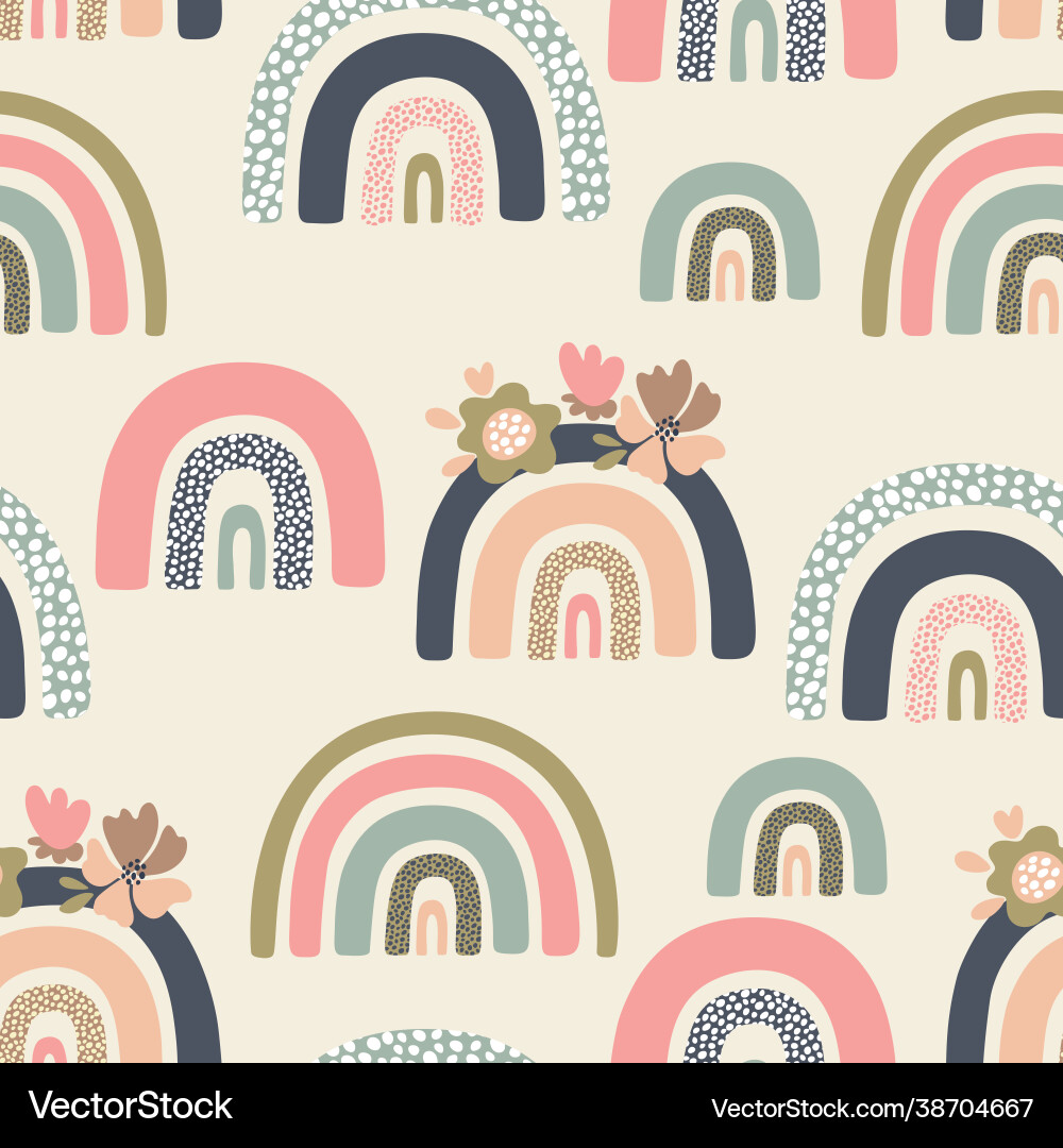 Seamless pattern with multicolored rainbows vector image