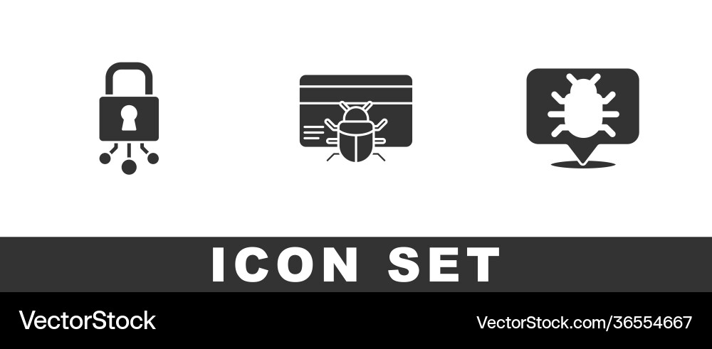 Set cyber security system bug in credit card Set cyber security system bug in credit card vector image