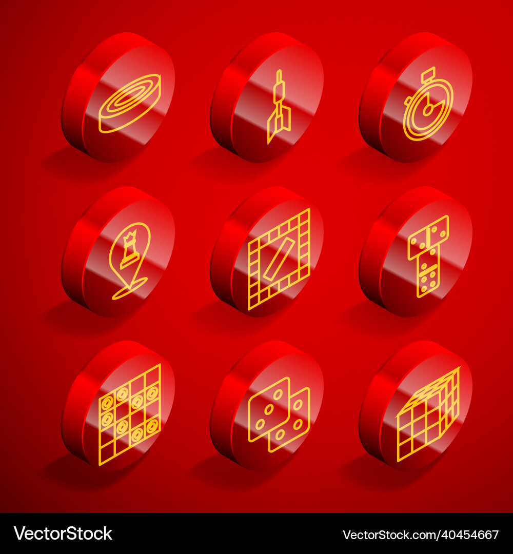 Set line checker game chips dart arrow stopwatch Set line checker game chips dart arrow stopwatch vector image