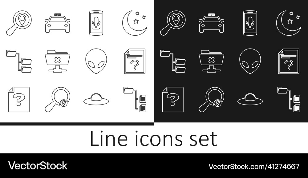 Set line folder tree unknown document mobile Set line folder tree unknown document mobile Vector Image