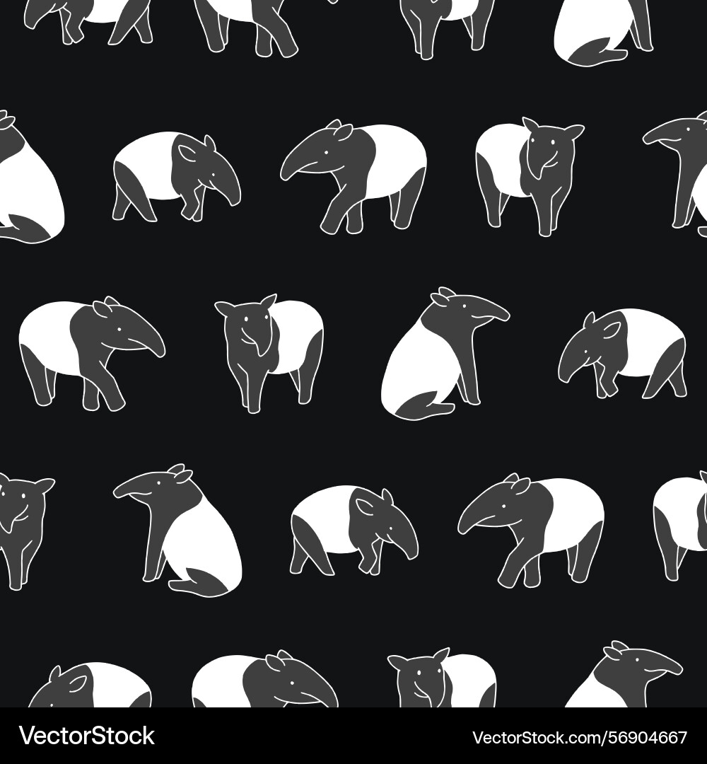 Tapir seamless pattern background for print Tapir seamless pattern background for print Vector Image