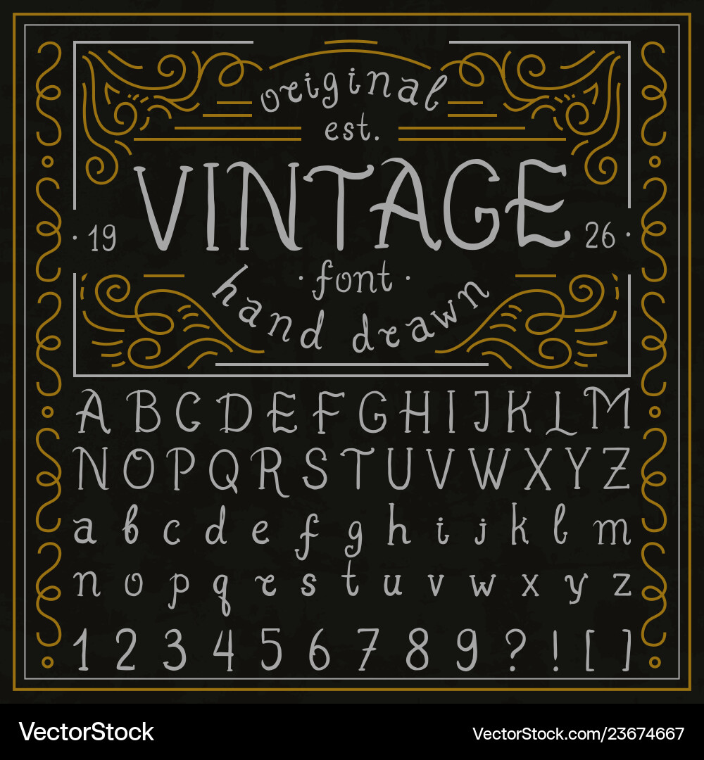 Vintage whiskey font handwritten alphabet letters Vintage whiskey font handwritten alphabet letters vector image