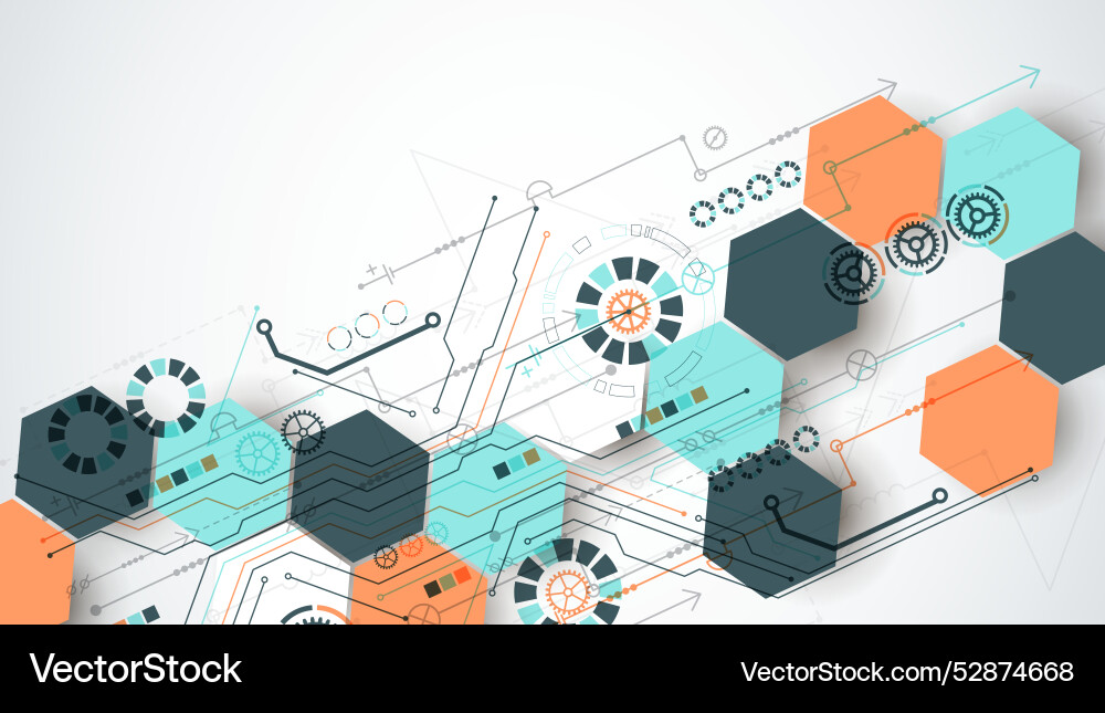 Abstract circuit board background with hexagons Abstract circuit board background with hexagons vector image