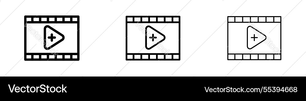 Add video icons in three different stroke lines Add video icons in three different stroke lines vector image