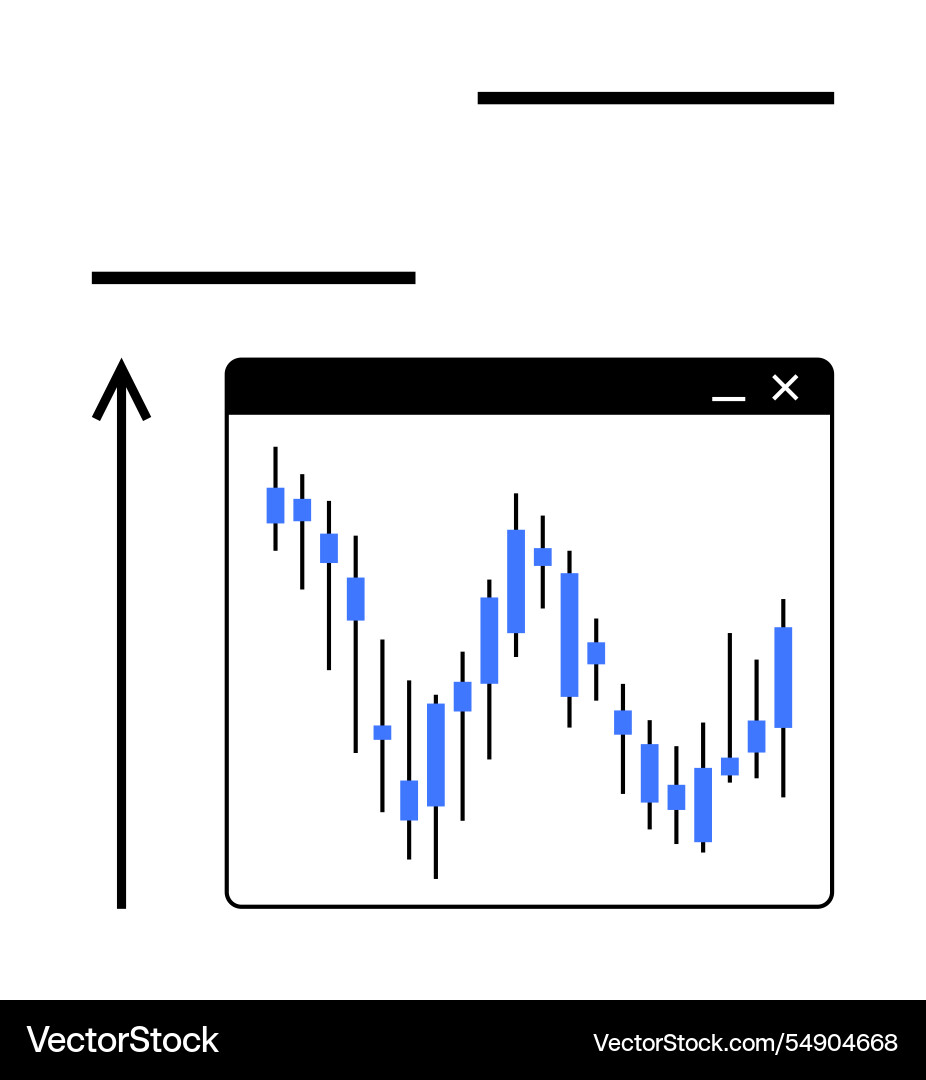 Candlestick chart in browser window with upward Candlestick chart in browser window with upward vector image