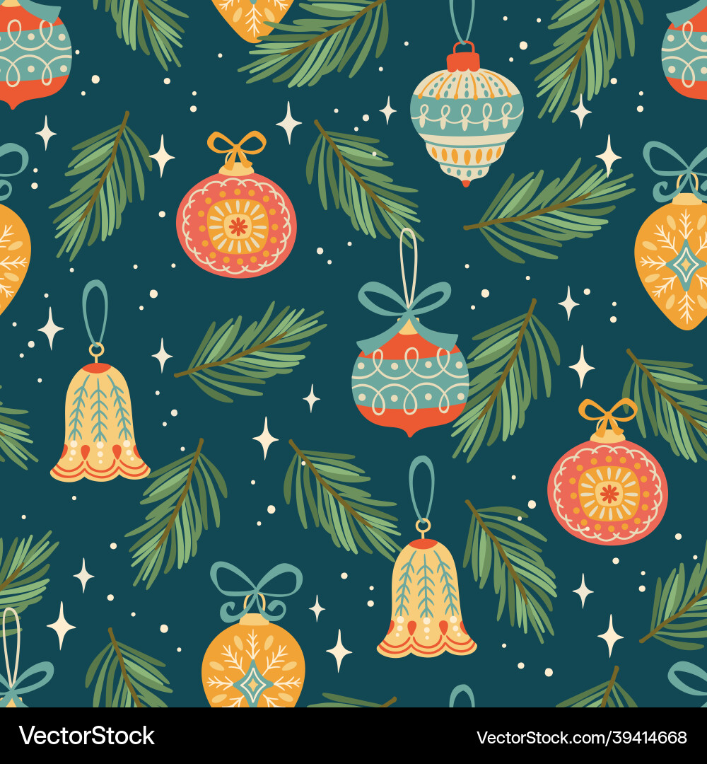 Christmas and happy new year seamless pattern Vector Image