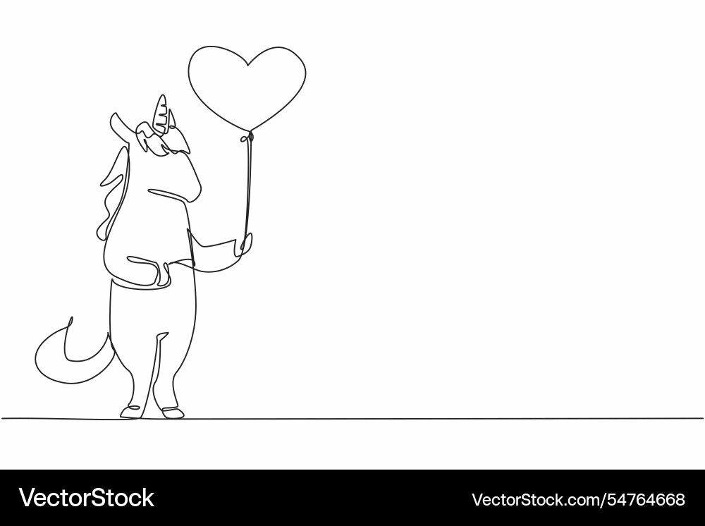 Continuous one line drawing unicorn is standing Continuous one line drawing unicorn is standing vector image