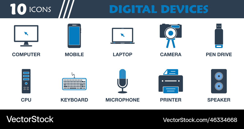 Digital devices icon set collection of computer vector image
