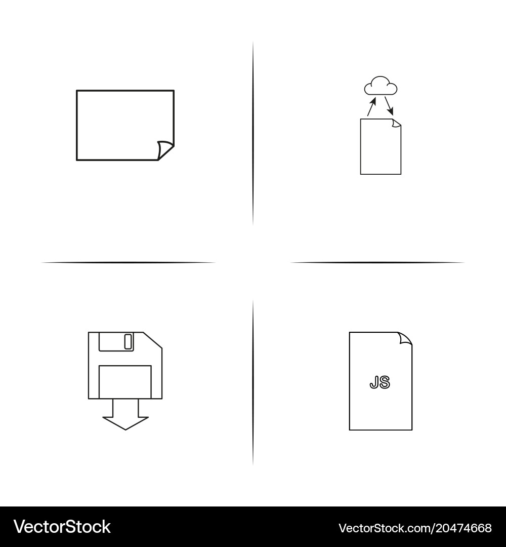Files and folders sign simple linear icons set vector image