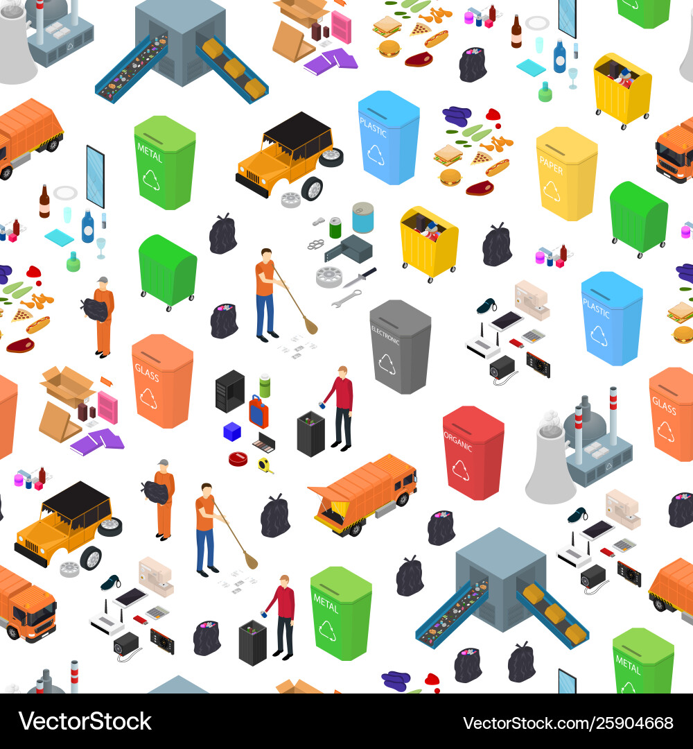Garbage recycling signs 3d seamless pattern Garbage recycling signs 3d seamless pattern vector image